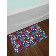 Romantic Botany Roses Art Bath Mat