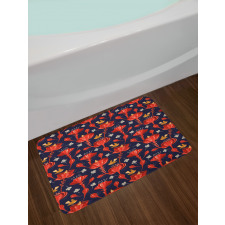 Blooming Flowers and Birds Bath Mat