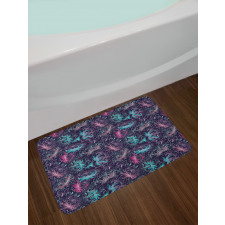 Floral Outline Drawings Bath Mat