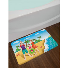 Happy Family on the Beach Bath Mat