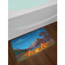 Camping in Woods at Night Bath Mat