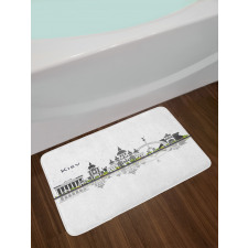 Kiev Skyline Reflection Art Bath Mat