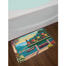 Mediterranean Romantic Scene Bath Mat