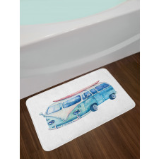 Watercolor Happy Surf Van Bath Mat