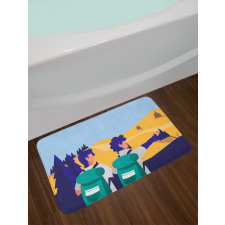 Adventurous Men in Hiking Bath Mat