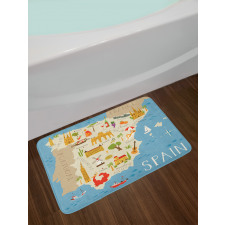 Spain Mapping Calligraphy Bath Mat