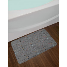 Calligraphic Spotted Design Bath Mat