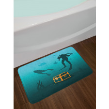 Divers and Sunken Ship Bath Mat