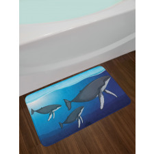 Swimming Whales Scenery Bath Mat