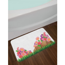 Flowers on Grass Bath Mat