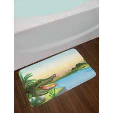 Palms Crocodiles Humor Bath Mat