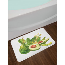 Watercolor Style and Leafy Bath Mat