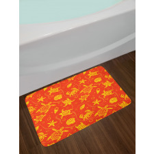 Yellow Turtles Crabs Bath Mat