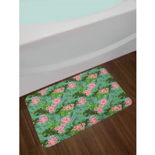 Exotic Pastel Plumeria Pattern Bath Mat