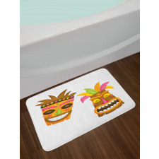 Exotic Colorful Hawaii Masks Bath Mat