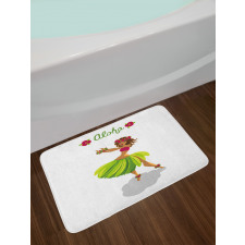 Hula Dancer Girl Aloha Wording Bath Mat