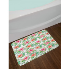 Hibiscus Monstera Palm Leaves Bath Mat