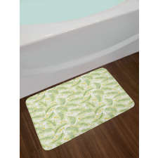 Botanical Plumeria Palm Leaves Bath Mat