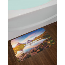 Tranquil Lake Sunrise Bath Mat