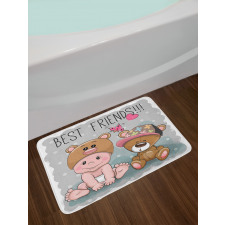 Teddy Bear Butterflies Bath Mat