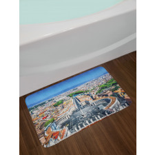 Square in Rome Cityscape Bath Mat