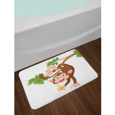 Monkey with Banana Tree Bath Mat