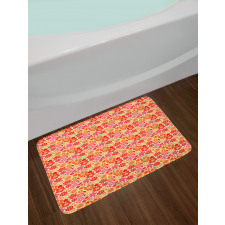 Graphical Petals and Leaves Bath Mat