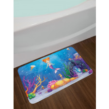 Cartoon Mermaid Fish Bath Mat