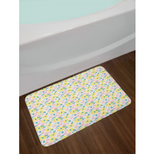 Pastel Spring Flowers Leaves Bath Mat