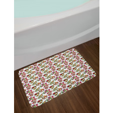 Flowers and Snakes Ornaments Bath Mat