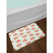 Watercolor Roses and Leaves Bath Mat