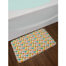 Leaves and Forest Flora Motif Bath Mat