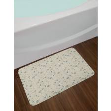 Leafy and Floral Curlicue Bath Mat