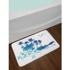 Hibiscus Flower Trees Bath Mat