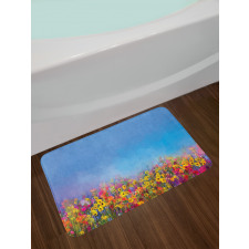 Abstract Sky Dreamy Flowers Bath Mat