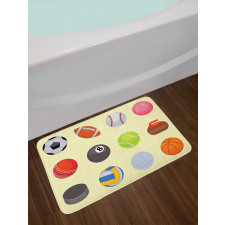 Different Sports Balls Layout Bath Mat