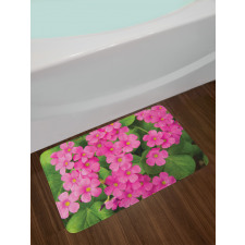 Pinkish Flower and Leaves Bath Mat