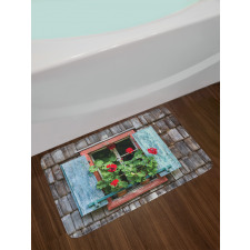 Flowers on Rural Window Bath Mat