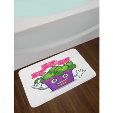 Flower Pot Smiling Art Bath Mat