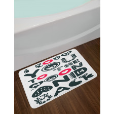 Symbols Elements Calligraphy Bath Mat