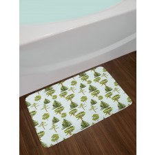 Pine Oak Fir Trees Graphic Bath Mat