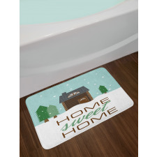 Lodge with Winter Theme Bath Mat