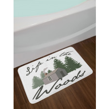 Rustic Lodge in Forest Bath Mat