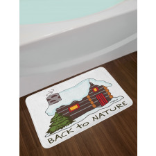 Cozy Snowy Wooden Cabin Bath Mat