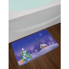 Cabin Covered with Snow Bath Mat