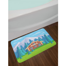 Wooden House in Mountain Bath Mat