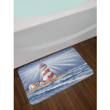 Watchtower Sea Waves Bath Mat