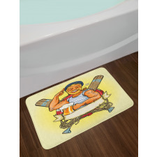 Cartoon Style Sailor Bath Mat