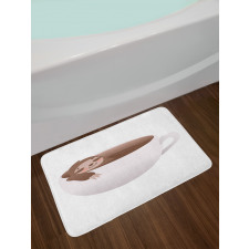 Lazy Swimming in Coffee Bath Mat