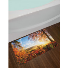 Autumn Forest Bench Bath Mat